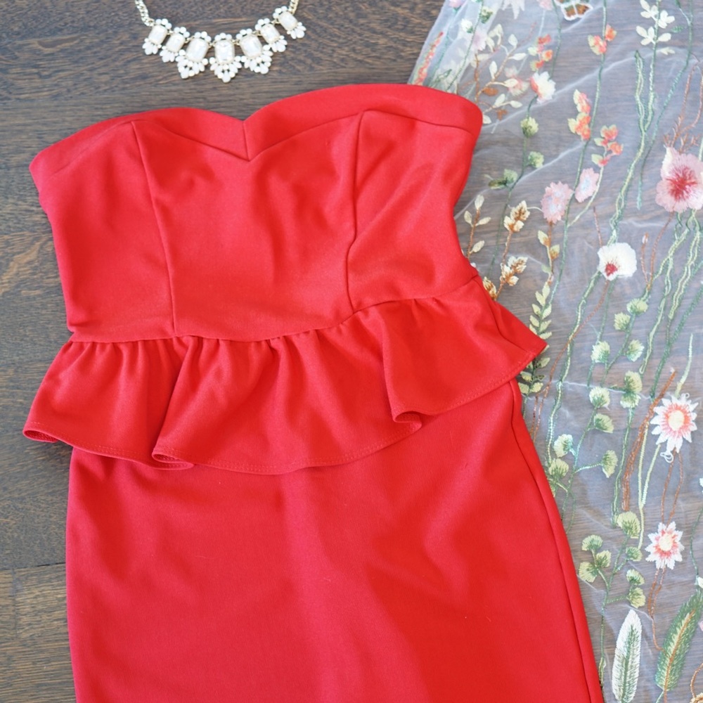 Red Strapless Mini Dress